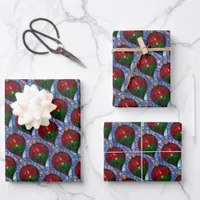 Christmas Ornament Red Green Blue Stained Glass  Wrapping Paper Sheets