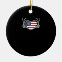 American Flag Heart Classic Design Ceramic Ornament