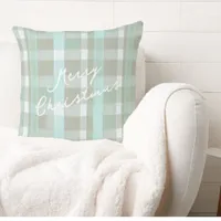 Coastal Christmas Plaid Pattern#2 ID1009 Throw Pillow