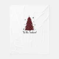 Tis The Season Red Plaid Christmas Tree Fleece Blanket
