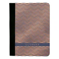 Stylish Rose Gold Foil Chevron on Navy Blue Padfolio