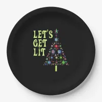 Let's Get Lit Funny Christmas Paper Plates