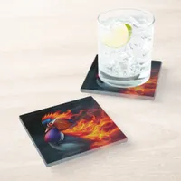 Stunning Flame-boyant Firebird Hot Mandarin Duck Glass Coaster