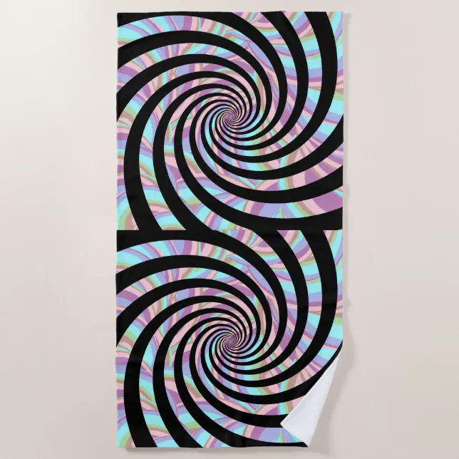 Spirals multicolor - black beach towel