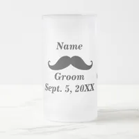 Groom Mustache and Top Hat Frosted Glass Mug