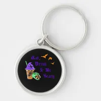 Eat Drink And Be Scary Halloween Minimal Clean Keychain