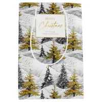 Black Gold Christmas Pattern#4 ID1009 Wrapping Medium Gift Bag