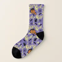 Cute Halloween Cats, Bats and Stars Socks