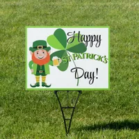 Leprechaun Shamrock Happy St Patrick’s Day yard Sign