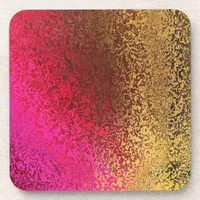 Shades of Pink and Gold Abstract Cork Coaster