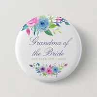 Watercolor floral Wedding Grandma of the Bride Button