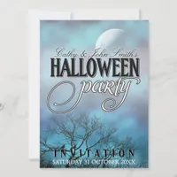 Moody Moon Clouds Halloween Party Invitations