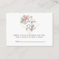 Eucalyptus Rose Geometric Baby Diaper Raffle Enclosure Card