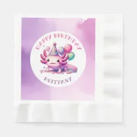 Pink and Purple Axolotl Girl's Birthday Party Napkins