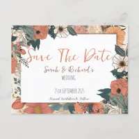 Vintage Garden Floral Save The Date  Postcard