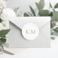 Simply Chic Wedding Initials Pearl White ID1046 Classic Round Sticker