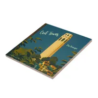 Coit Tower on Telegraph Hill, San Francisco Travel Ceramic Tile
