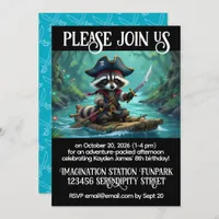 Cute Captain Raccoon Rafting Boys' Birthday  Invitation