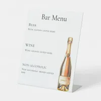 Bar menu bottle wine prosecco pedestal sign