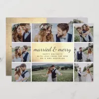 Gold Foil Married & Merry Wedding Holiday Card