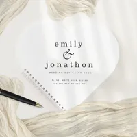 Minimalist Black White Wedding Heart Guest Book