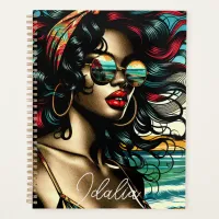 Retro Woman on Beach Comic Style Pop Art Planner