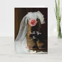 Country Rose Western Will You Be My Bridesmaid Invitation