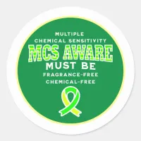 Multiple Chemical Sensitivity MCS Awareness  Classic Round Sticker