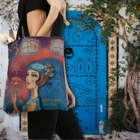 Art Deco Woman Orange Blue Tote Bag