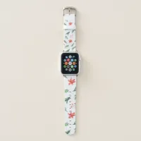 *~* Holly Red Poinsettias Christmas Theme Apple Watch Band