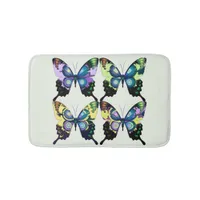 Aqua, Pink, and Yellow -  Elegant Butterflies Bath Mat