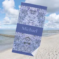 Elegant ice blue mosaic, modern custom beach towel