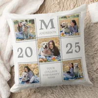 Graduate Photo Collage Monogram Keepsake Throw Pillow