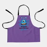 Cute Blue Cartoon Monster Funny Fun for Kids Apron