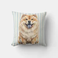 Watercolor Chow Chow Dog Throw Pillow
