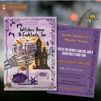 Witches Brew and Cocktails Too Halloween Invitation