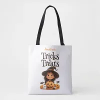 Cute Cartoon Witch Ghosts Pumpkins Trick & Treat Tote Bag