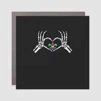 Skeleton Hand Heart Mardi Gras Vibrant Expression Car Magnet