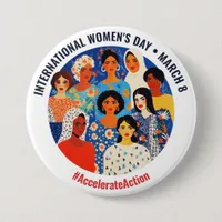 Colorful Faces | International Women's Day | IWD Button