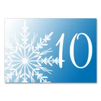 White Snowflakes on Blue Winter Table Numbers