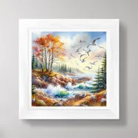 Fall Coastal Beach Art for Small Spaces Framed Art