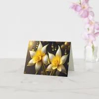 Elegant daffodils with gold accents, Easter  Card