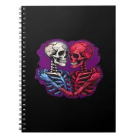 Skeleton Hands Holding Heart Retro Tattoo Style Notebook