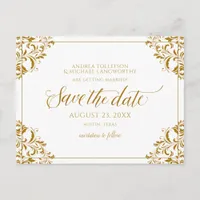 Elegant Save the Date Vintage Gold Announcement Postcard