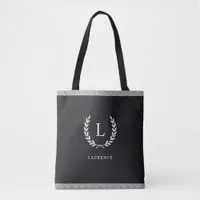 Chic Black & White Elegant Modern Monogram Initial Tote Bag