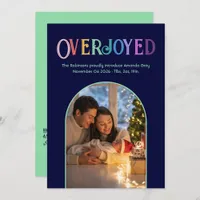 Overjoyed Christmas Baby Birth Announcement Photo