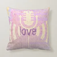 Pastel Grunge Love Music Pink Yellow Cushion