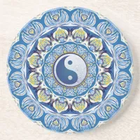 Yin Yang Balance Life Blue Yellow Mandala  Coaster