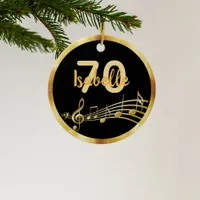 70th birthday black gold music notes name ceramic ornament