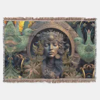 Tribal Hummingbird Goddess Throw Blanket